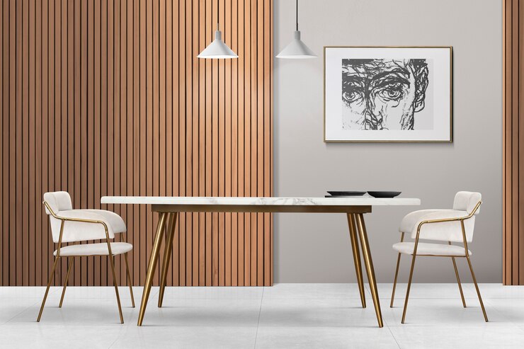 Kostenlose Foto modernes, luxuriöses, authentisches esszimmer-innendesign