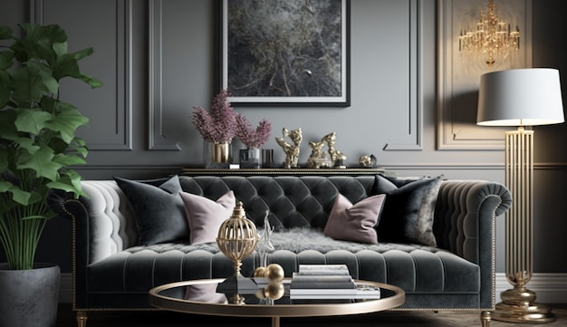Kostenloses Foto modernes luxuriöses wohnzimmer mit elegantem design generativer ki