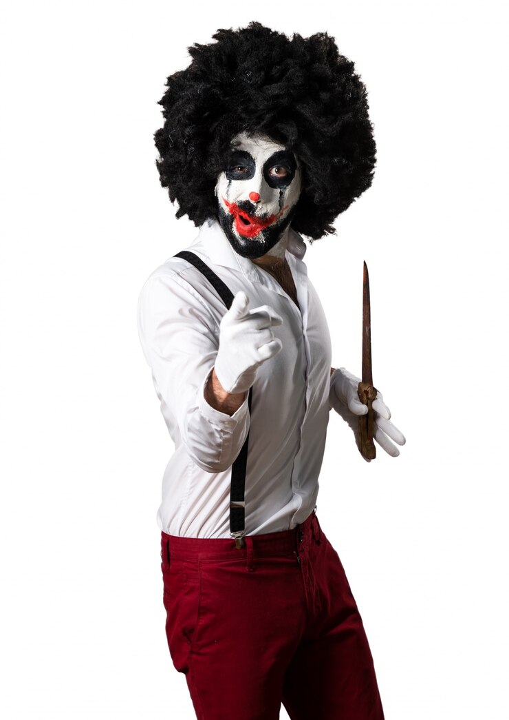 Kostenlose Foto mörder-clown mit messer-schreien
