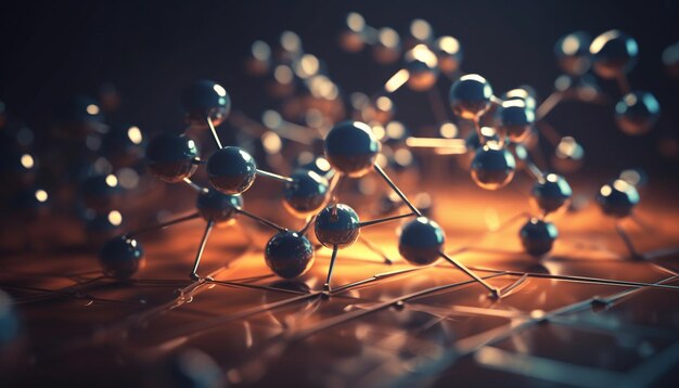 Moleküle verbinden sich bei wissenschaftlichen Entdeckungen und symbolisieren den durch KI generierten Fortschritt