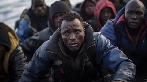 Moment, festgehalten während einer Migrationskrise mit Menschen