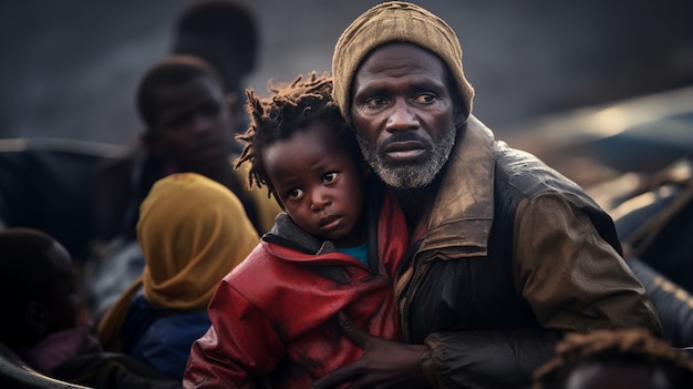 Moment, festgehalten während einer Migrationskrise mit Menschen