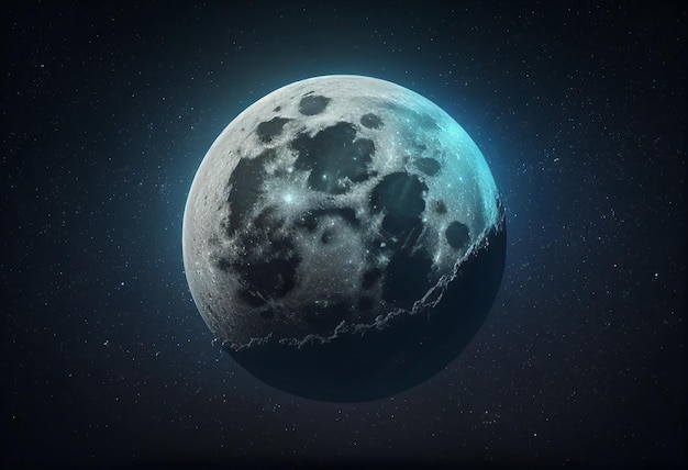 Kostenloses Foto mond im himmel bei nacht hintergrund asset-spiel 2d futuristische generative ki