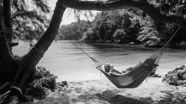 Kostenloses Foto monochromatische schwarz-weiß-szene mit sommeraktivität und spaß.