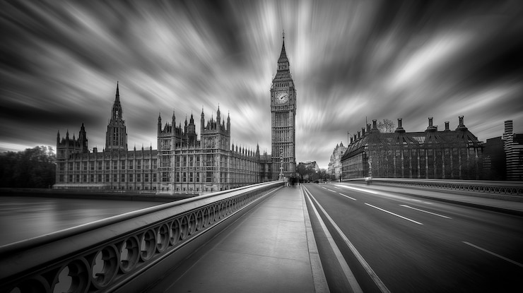 Kostenlose Foto monochrome ansicht der big ben-uhr für den weltkulturerbe-tag