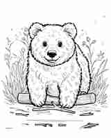 Kostenloses Foto monochrome line art bear coloring page illustration