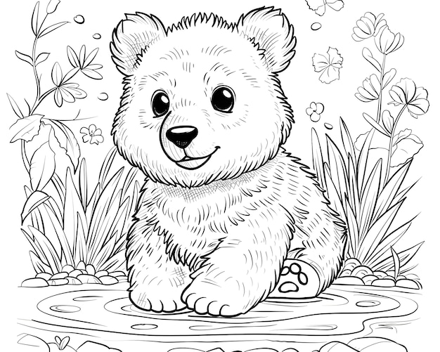 Monochrome Linienkunst Bären Malseite Illustration