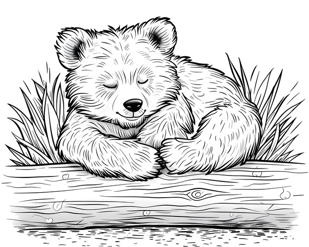 Monochrome Linienkunst Bären Malseite Illustration
