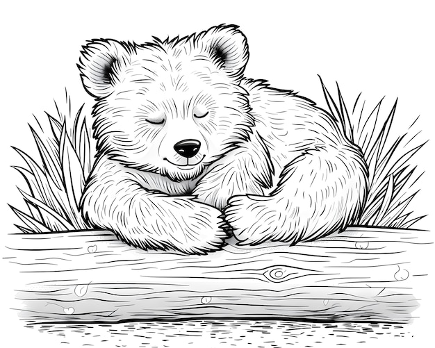 Monochrome Linienkunst Bären Malseite Illustration