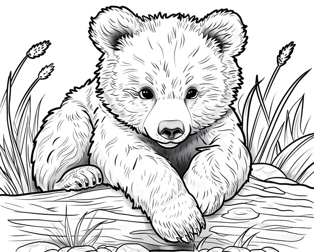 Monochrome Linienkunst Bären Malseite Illustration