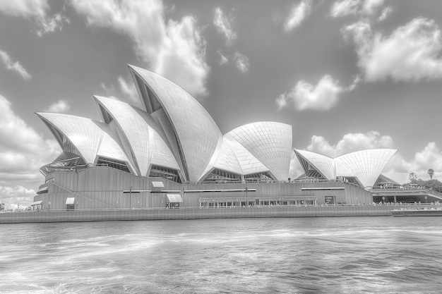 Kostenloses Foto monochrome sicht auf das sydney opera house für den weltkulturerbe-tag