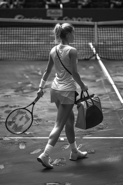 Kostenloses Foto monochromes porträt eines professionellen tennisspielers