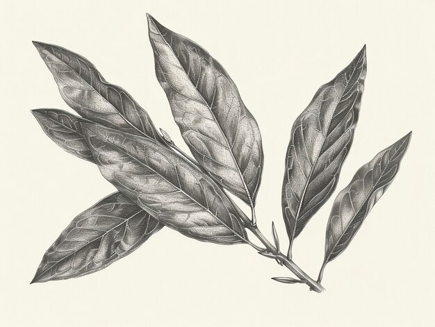 Monochromes Vintage-Blatt im Line-Art-Stil