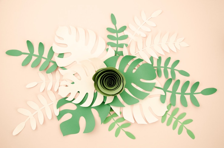 Kostenlose Foto monstera geht mit grüner rose
