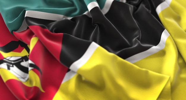 Kostenloses Foto mosambik-flagge gekräuselt schön winken makro nahaufnahme schuss