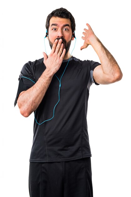 Musik Kopfhörer schlank Bart Körper