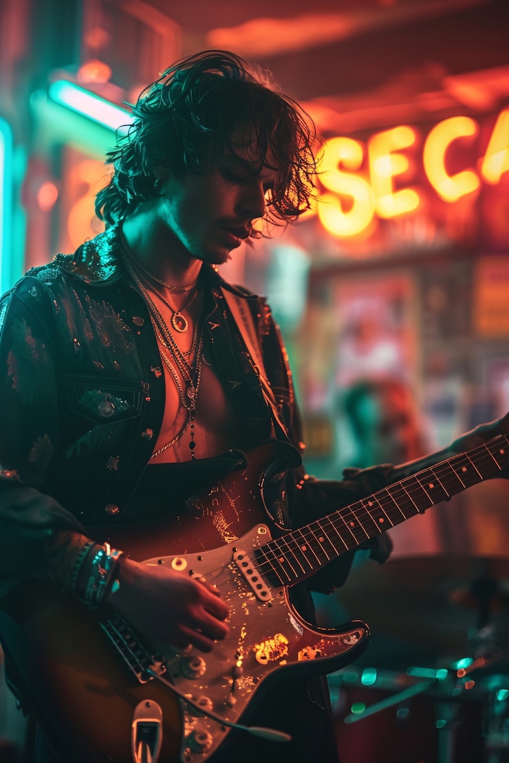 Kostenlose Foto musiker, der e-gitarre spielt