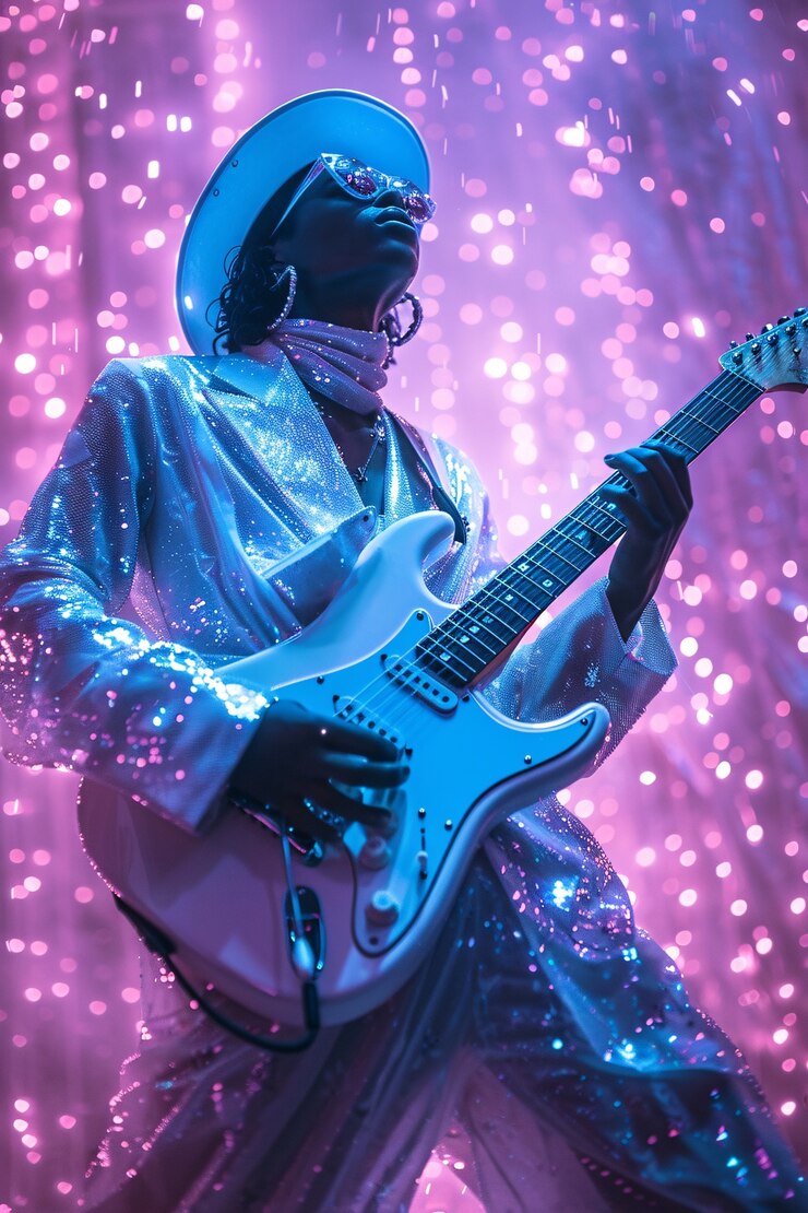 Kostenlose Foto musiker, der e-gitarre spielt
