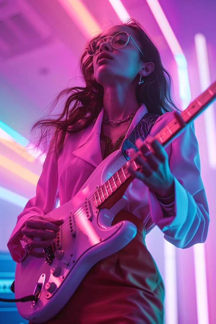 Kostenlose Foto musiker, der e-gitarre spielt