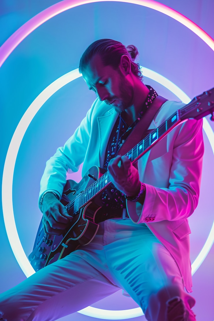 Kostenlose Foto musiker, der e-gitarre spielt