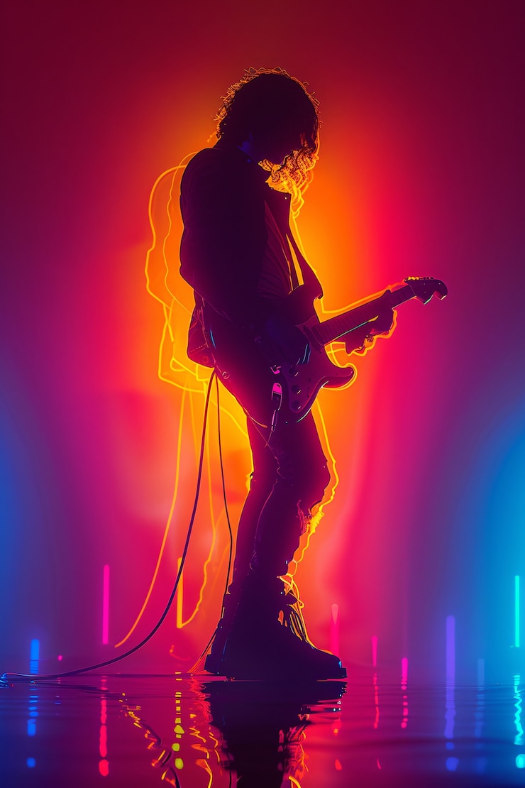Kostenlose Foto musiker, der e-gitarre spielt