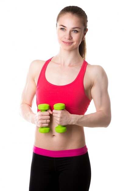 Muskel-Frau mit Gewichten