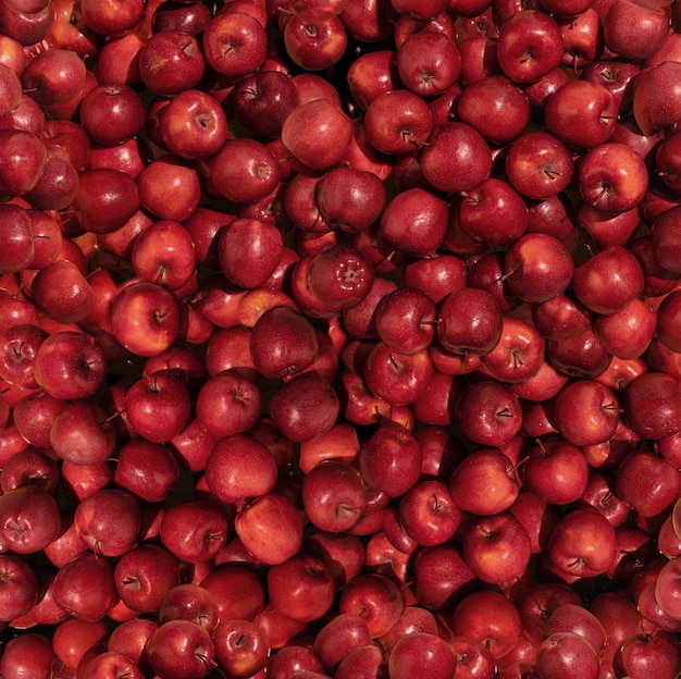 Muster aus roten Äpfeln Draufsicht flaches Design Gesunde Ernährung