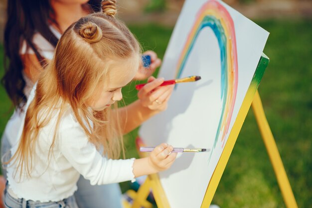 Mutter und Tochter Zeichnung