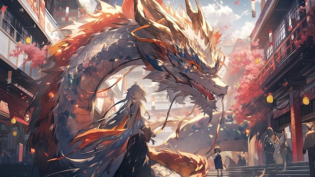 Kostenloses Foto mythische drachen-kreatur im anime-stil