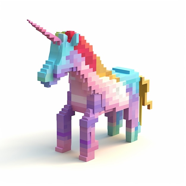 Kostenloses Foto mythisches 3d-einhorn aus ineinandergreifenden kinderspielzeugen