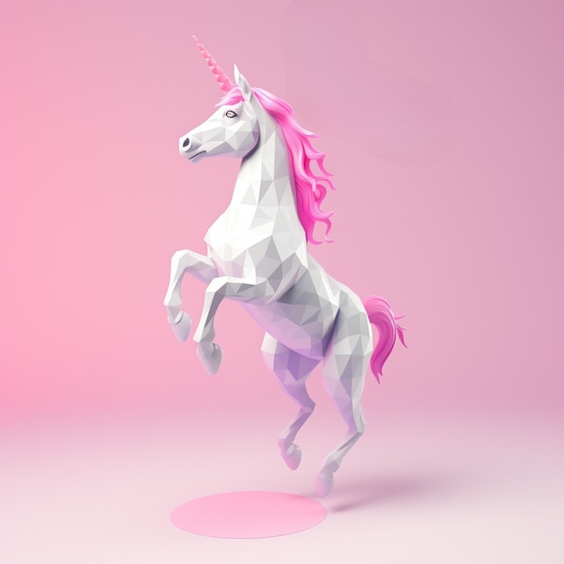 Kostenloses Foto mythisches 3d-einhorn im poly-stil