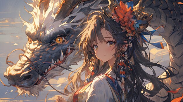 Mythisches Drachentier im Anime-Stil