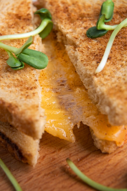 Kostenloses Foto nahaufnahme auf geschmolzenem käse im sandwich
