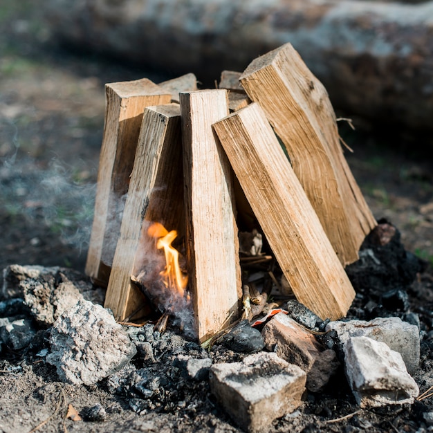 Kostenloses Foto nahaufnahme camfire im freien