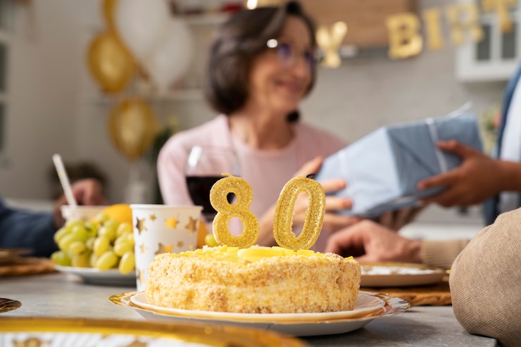 Kostenlose Foto nahaufnahme der älteren frau, die geschenke erhält