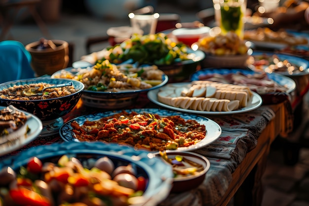 Nahaufnahme der appetitvollen Ramadan-Mahlzeit