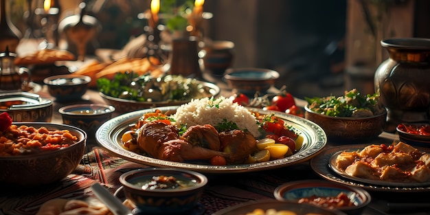 Kostenloses Foto nahaufnahme der appetitvollen ramadan-mahlzeit