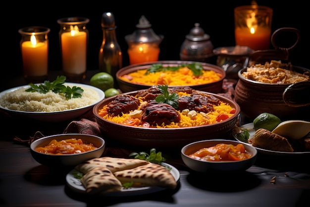 Kostenloses Foto nahaufnahme der appetitvollen ramadan-mahlzeit