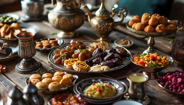 Kostenloses Foto nahaufnahme der appetitvollen ramadan-mahlzeit