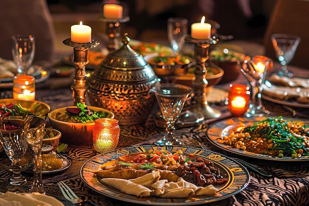 Kostenloses Foto nahaufnahme der appetitvollen ramadan-mahlzeit