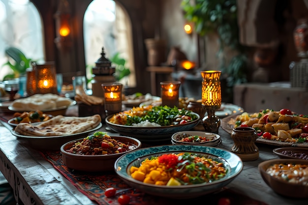 Kostenloses Foto nahaufnahme der appetitvollen ramadan-mahlzeit