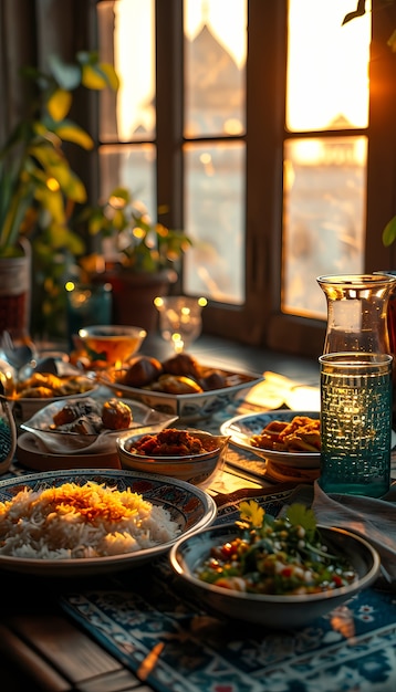Nahaufnahme der appetitvollen Ramadan-Mahlzeit