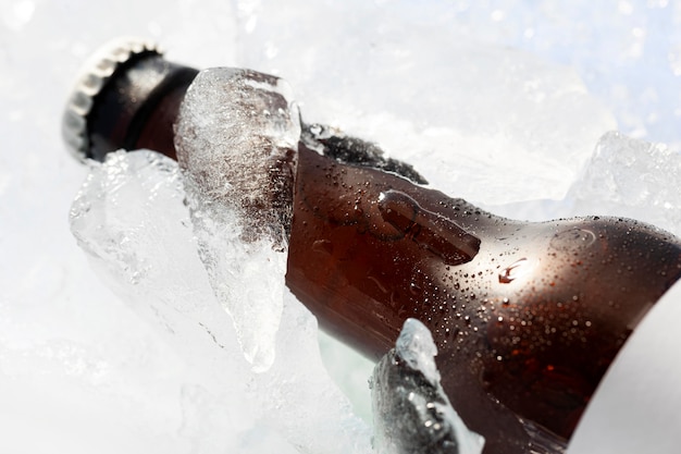 Nahaufnahme der Flasche mit Kopierraum