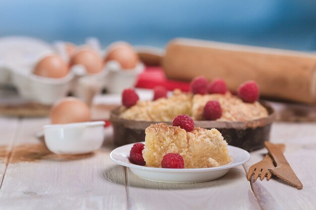 Nahaufnahme der köstlichen Himbeerkuchen