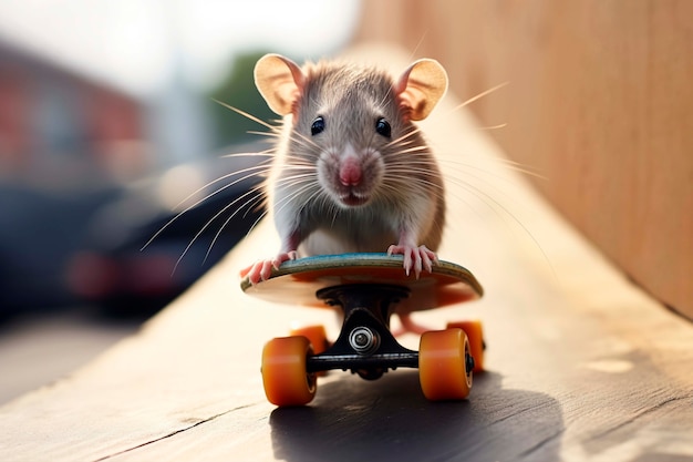 Nahaufnahme der Maus auf dem Skateboard