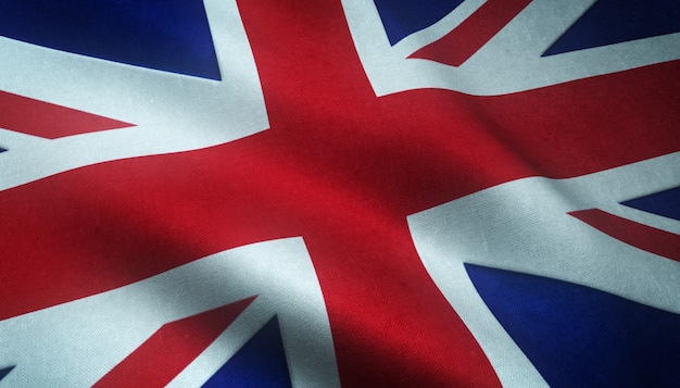 Nahaufnahme der realistischen Flagge des Vereinigten Königreichs mit interessanten Texturen