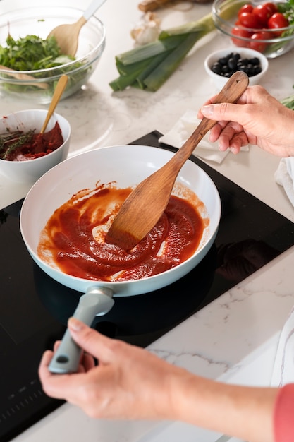 Nahaufnahme der Zutaten zum Kochen