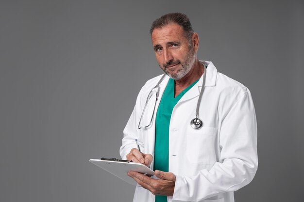 Nahaufnahme des Arztes, der sich auf die Arbeit vorbereitet