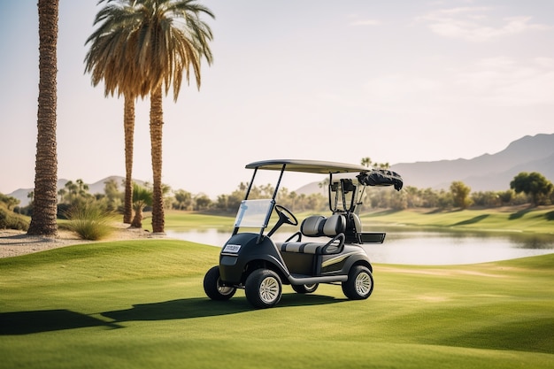 Nahaufnahme des Golfwagens auf dem Kurs