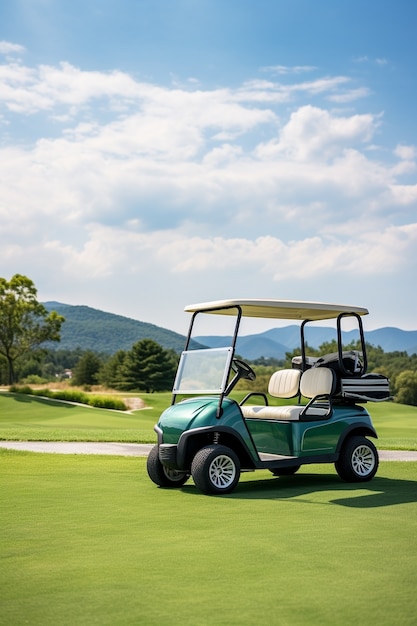 Kostenloses Foto nahaufnahme des golfwagens auf dem kurs